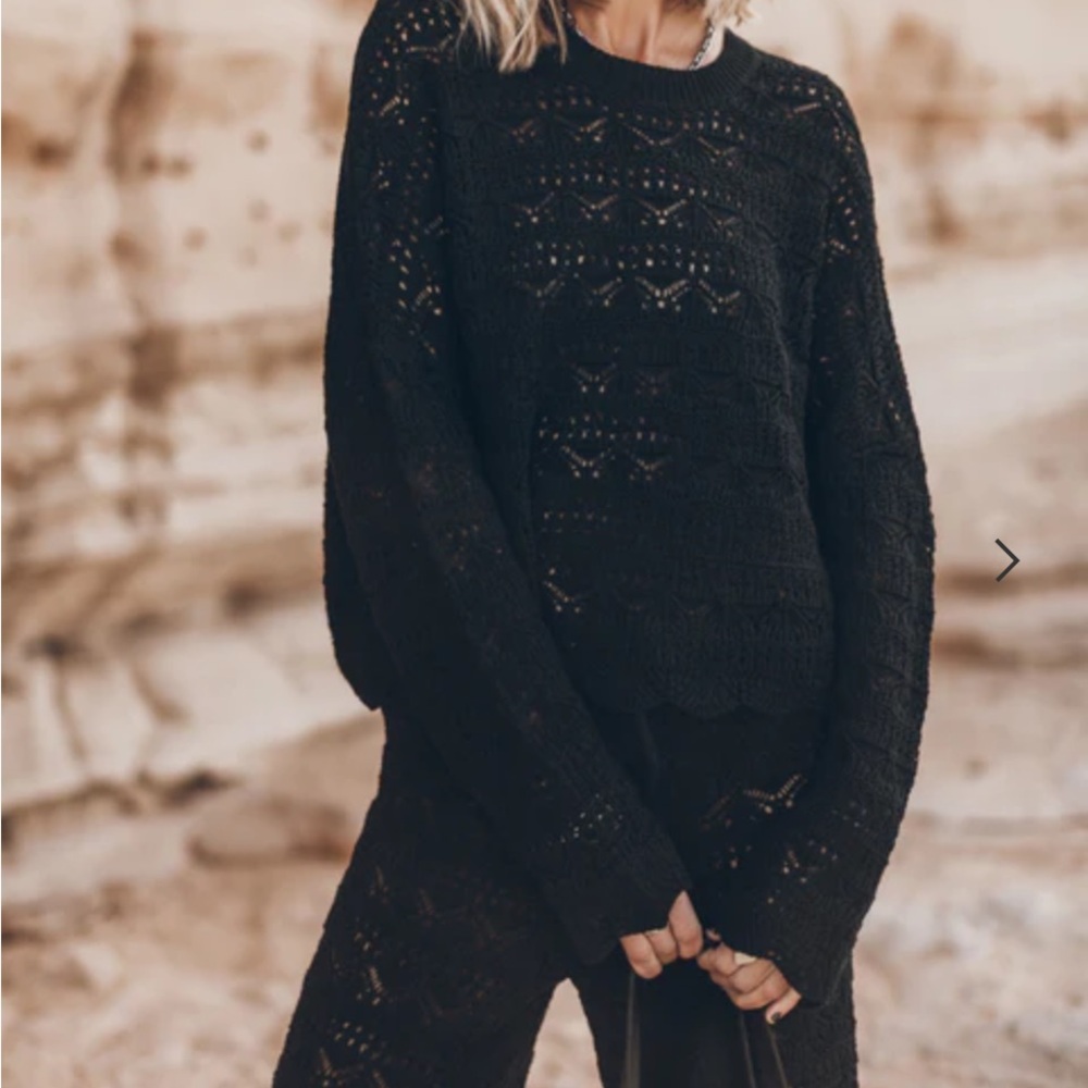 BCBG Black Crochet Women's Sweater